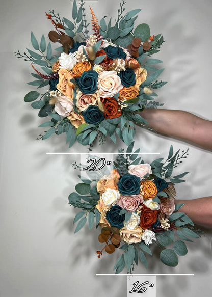 Wedding Dark Teal Bouquet Rust Orange Bridal Dusty Rose Bridesmaids Bouquet Terracotta Dusty Rose Silk Artificial Flowers Bouquet Reddit