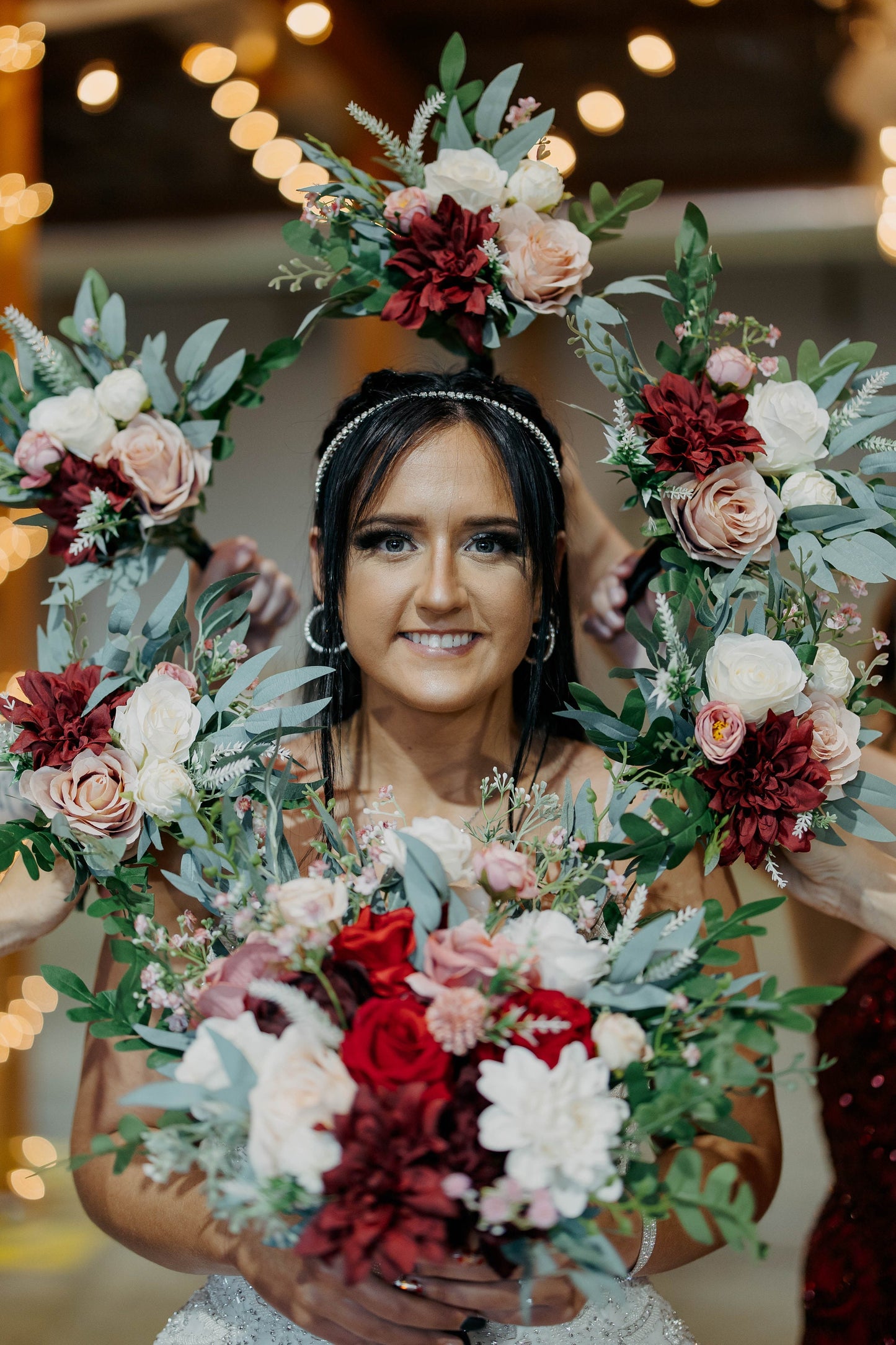 Wedding Bouquet Burgundy Bridal Wedding Rustic Bouquet Dusty Rose Bridesmaids Decor Eucalyptus Handmade Pink Wild Flower Artificial Flower