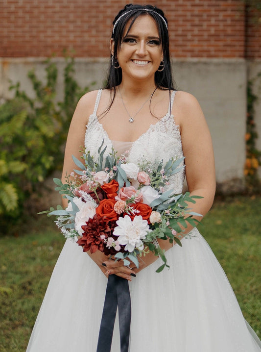 Wedding Bouquet Burgundy Bridal Wedding Rustic Bouquet Dusty Rose Bridesmaids Decor Eucalyptus Handmade Pink Wild Flower Artificial Flower
