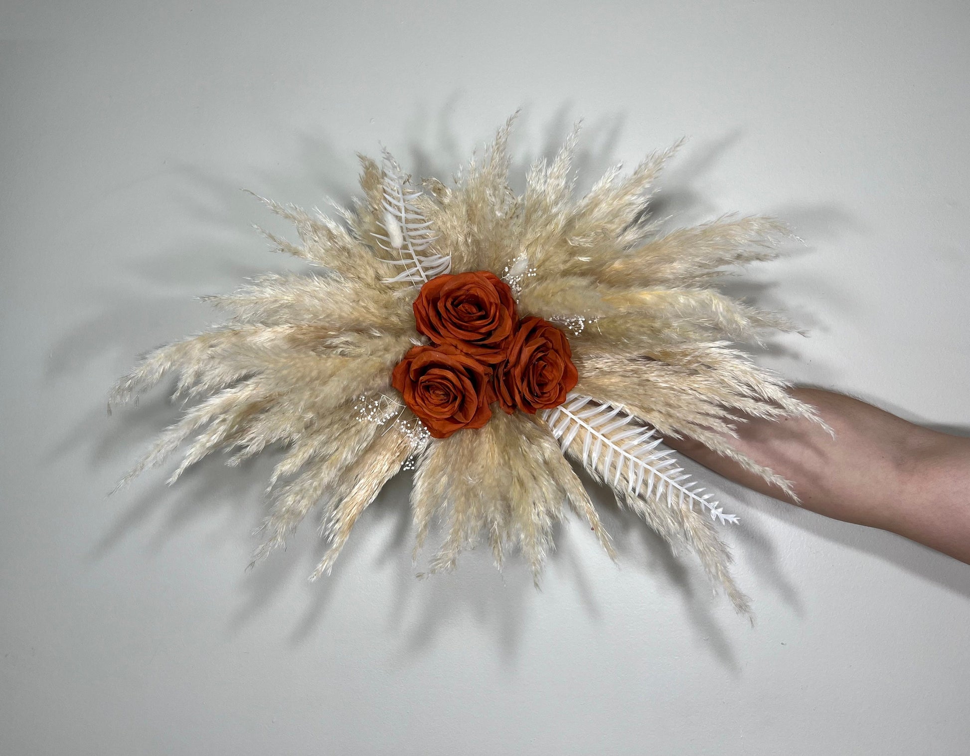 Wedding Rust Arch Arrangement Pampas Grass Arch Aisle Arrangement Rust Decor Orange Artificial Dried Flowers Baby Breath Home Decor Swag