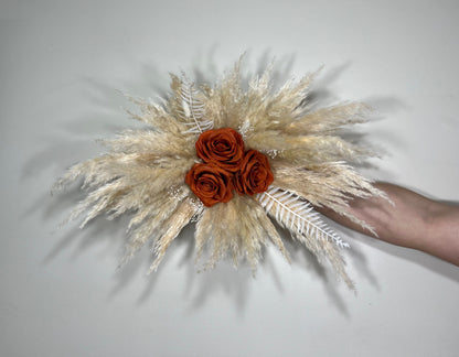 Wedding Rust Arch Arrangement Pampas Grass Arch Aisle Arrangement Rust Decor Orange Artificial Dried Flowers Baby Breath Home Decor Swag