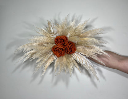 Wedding Rust Arch Arrangement Pampas Grass Arch Aisle Arrangement Rust Decor Orange Artificial Dried Flowers Baby Breath Home Decor Swag