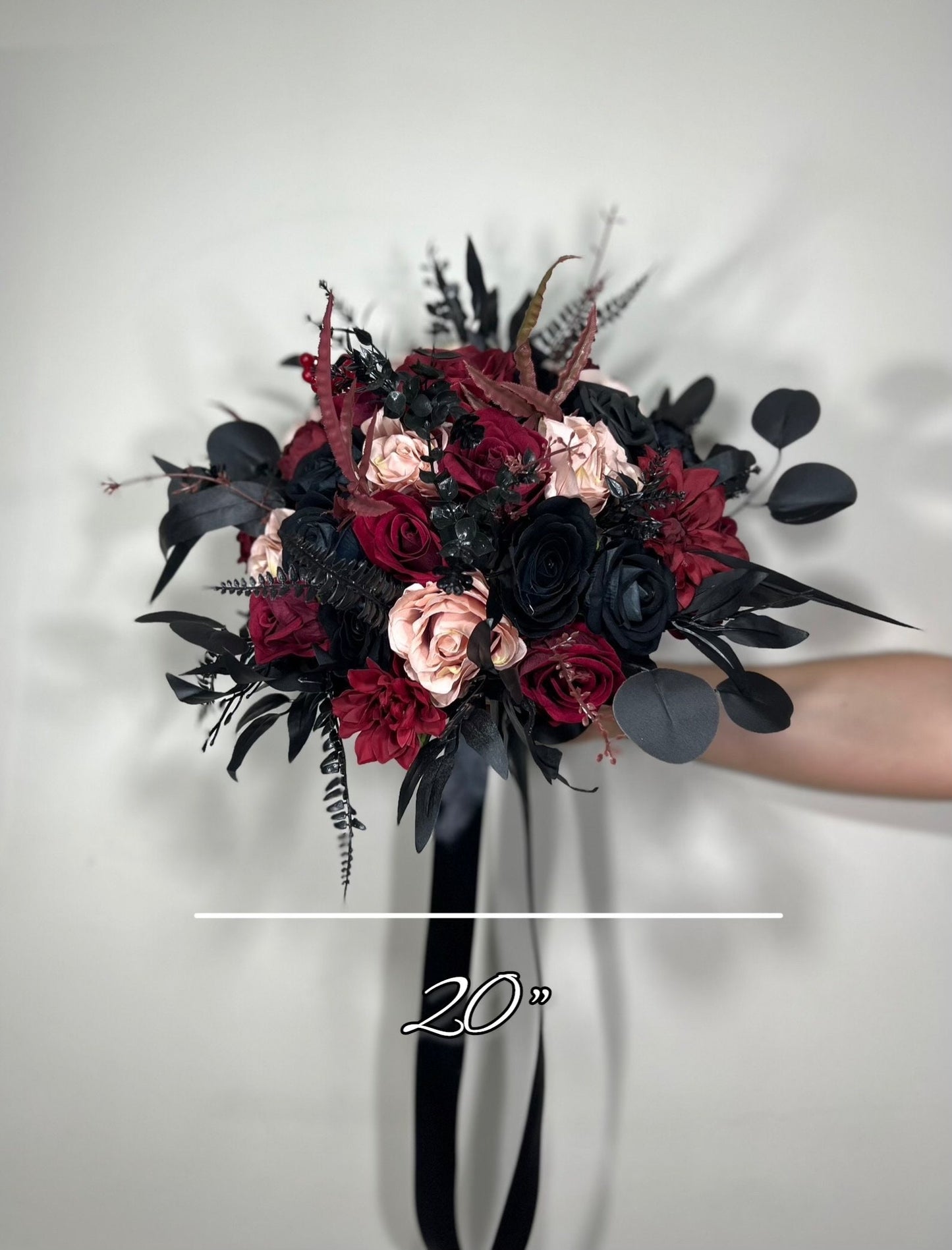 Black Bouquet Wedding Burgundy Bridal Bouquet Gothic Dusty Rose Halloween Bouquet Black Bridesmaids Bouquet Black Burgundy Artificial Flower