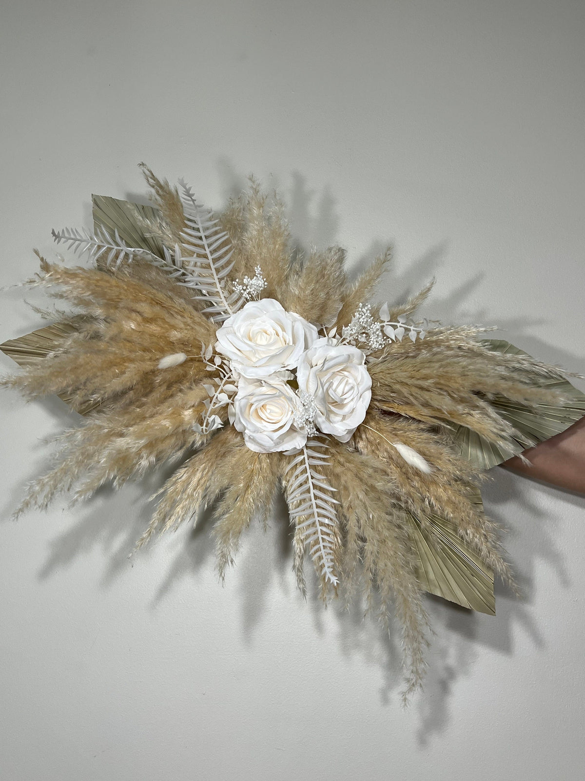 Home Decor White Wall Backdrop Swag Decor Boho Pampas Grass Nursery Decor Beige Dried Event Backdrop Palm Leave Arch Arrangements Reddit