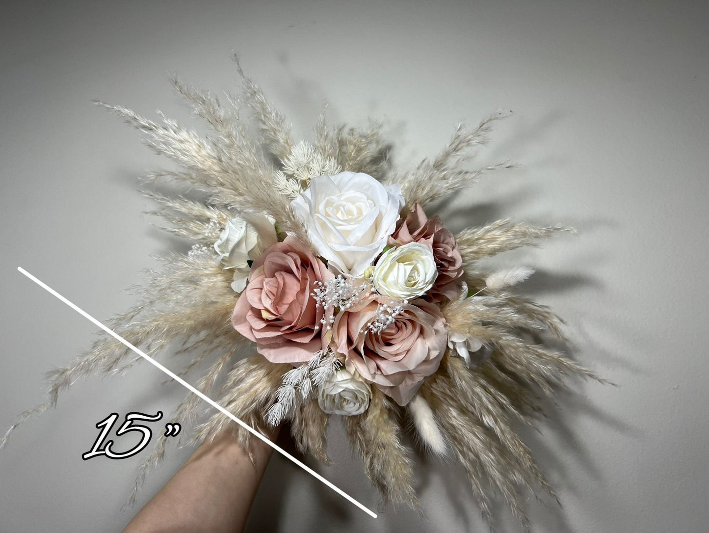 Wedding Arch Arrangement Dusty Rose White Pampas Grass Arch Aisle Arrangement Ivory Artificial Dried Flowers Ivory Arch Pink Centerpiece