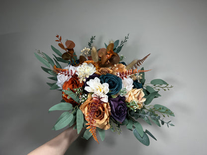 Wedding Dark Teal Bouquet Rust Orange Bridal Purple Bridesmaids Bouquet Terracotta Dark Purple Artificial Flowers Dark Teal White Reddit