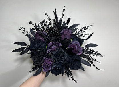 Black Bouquet Wedding Dark Purple Bridal Wedding Gothic Bouquet Black Decor Purple Black Bridesmaids Bouquet Plum Artificial Flower Reddit