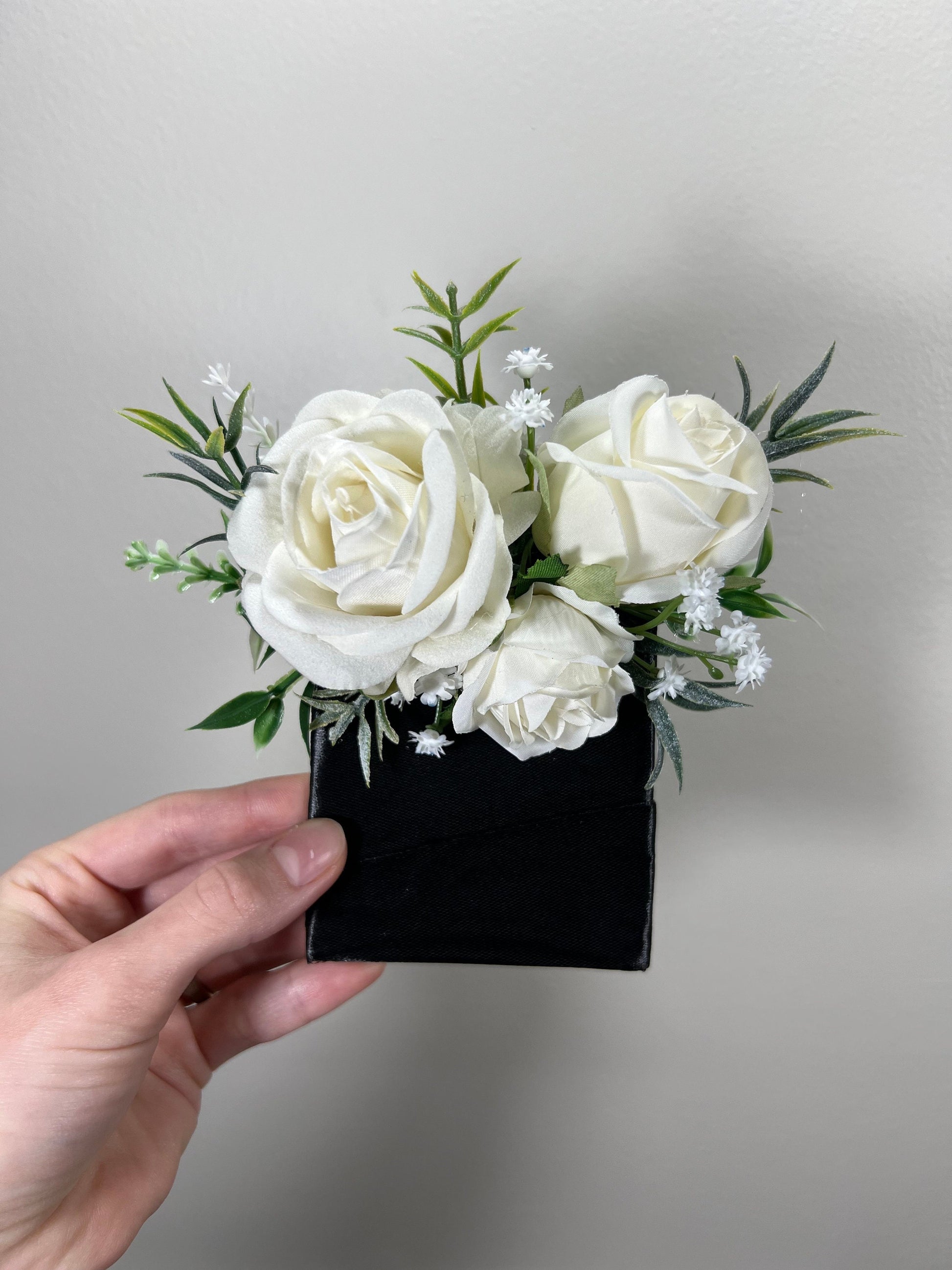 Wedding Pocket Boutonniere White Groom Boutonnière Ivory Square Groomsmen Pocket Boutonniere Pearl Wedding Ivory Rustic Artificial Flowers