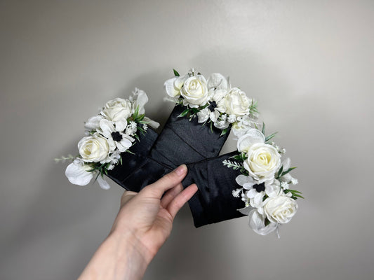 White Rose Pocket Square Boutonniere, Artificial Wedding Flowers, Greenery Groom Pocket Boutonniere, Ivory Groomsmen Floral Accessory DUP