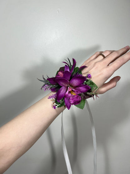 Wedding Bouquet Purple Orchid Bridesmaids Bouquet Hot Pink Fuchsia Pink Viva Magenta Orchid Bouquet Tropical Blue Purple Artificial Flower