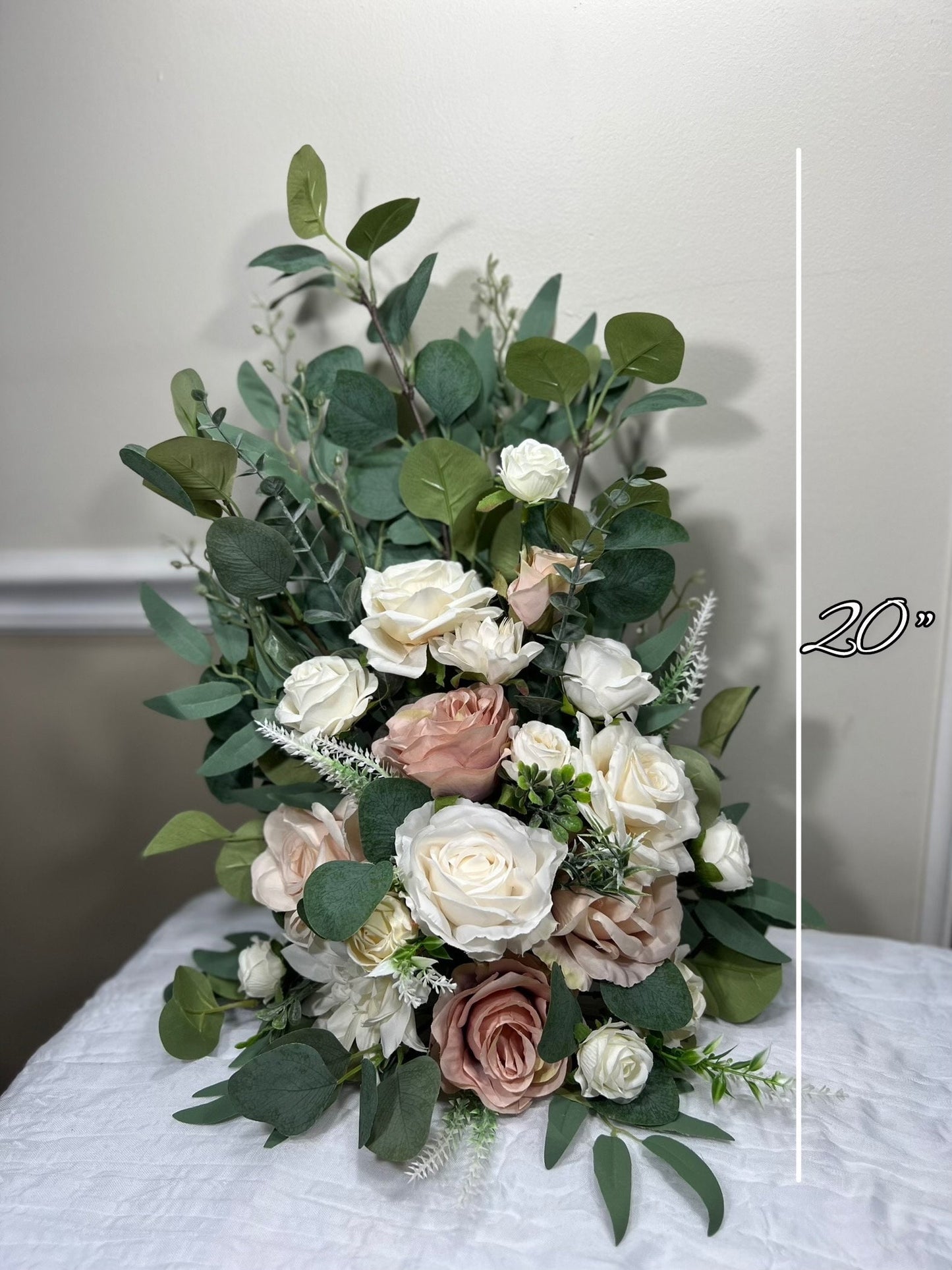 Wedding Aisle Marker Flower Floor Arrangement Barrel Décor Pink White Dusty Rose Navy Blue Ground Arch