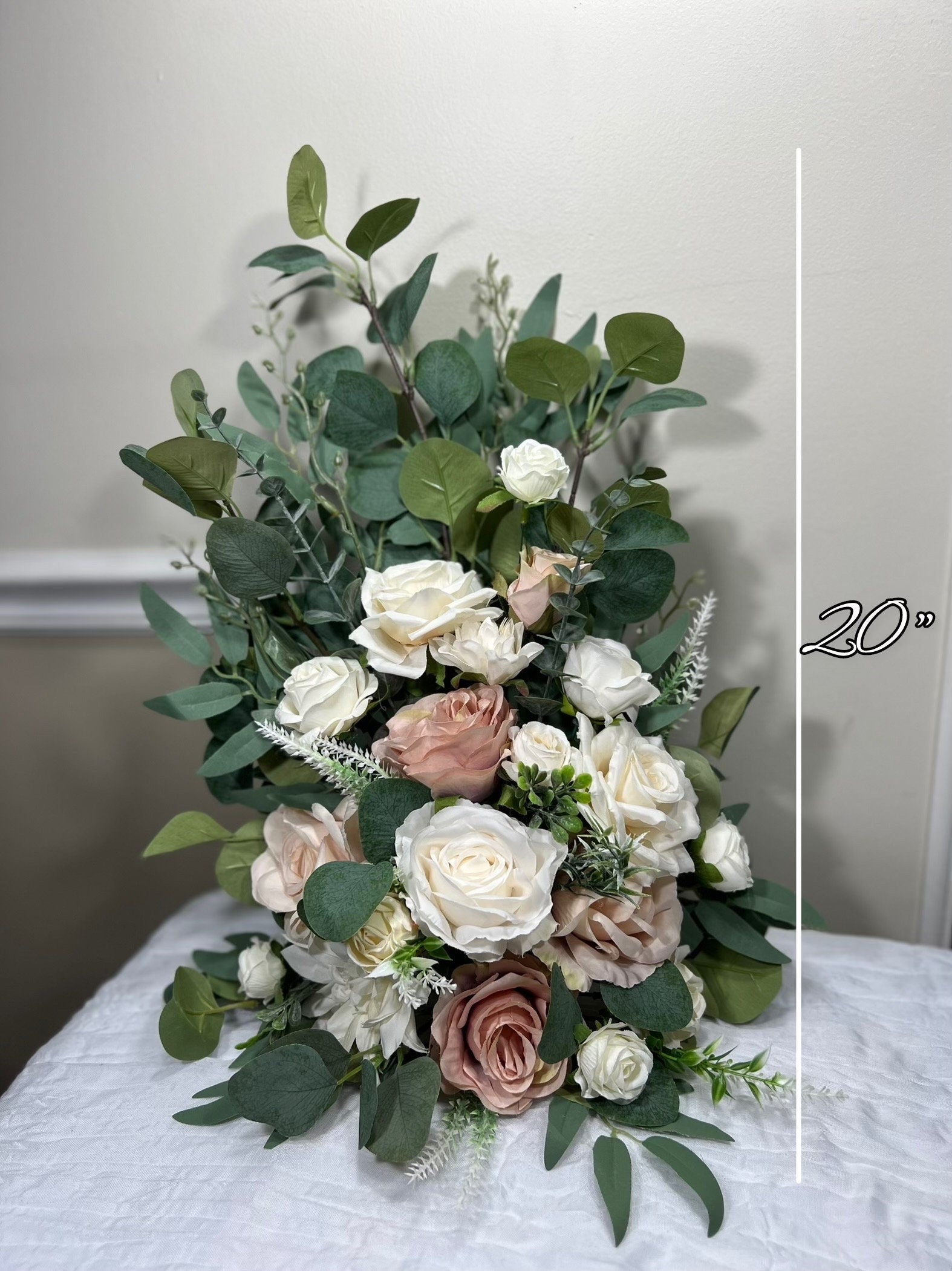 Wedding Aisle Marker Flower Floor Arrangement Barrel Décor Pink White Dusty Rose Navy Blue Ground Arch