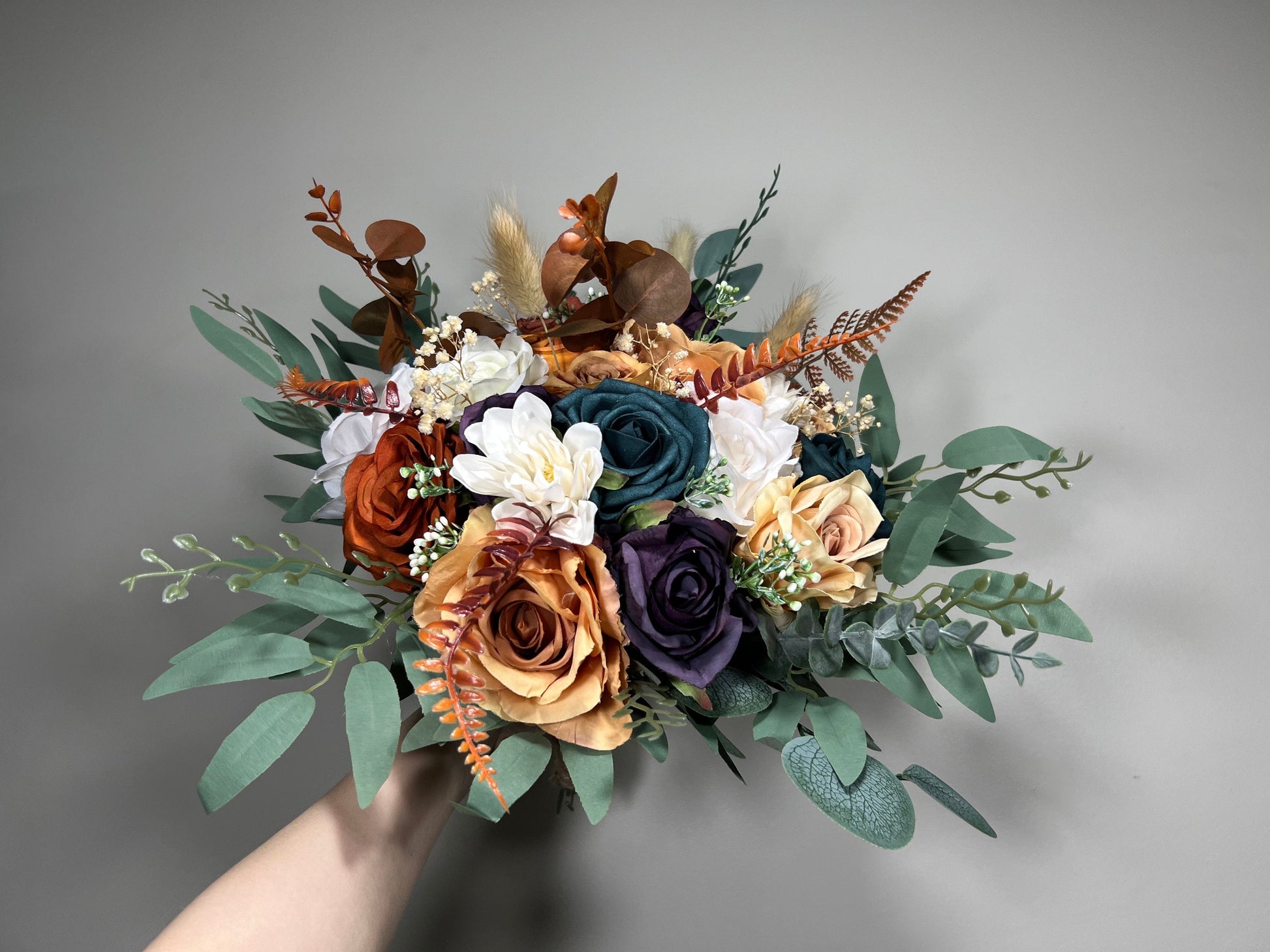 Wedding Dark Teal Bouquet Rust Orange Bridal Purple Bridesmaids Bouquet Terracotta Dark Purple Artificial Flowers Dark Teal White Reddit