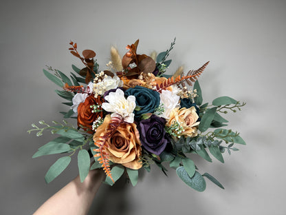 Wedding Dark Teal Bouquet Rust Orange Bridal Purple Bridesmaids Bouquet Terracotta Dark Purple Artificial Flowers Dark Teal White Reddit