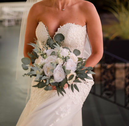 White Bouquet Wedding Bridal Bouquet White Bridesmaids Bouquet Ivory Sage Bouquet Ivory Decor Eucalyptus Greenery Artificial Flower Reddit