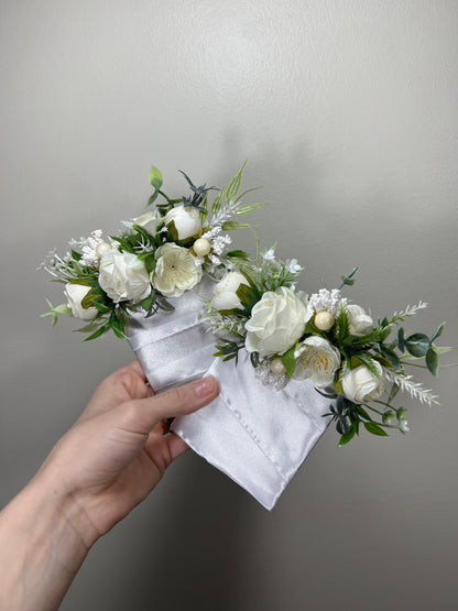 Wedding Pocket Boutonniere White Groom Boutonnière Ivory Square Groomsmen Pocket Boutonniere Wedding Ivory Rustic Decor Artificial Flowers