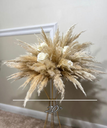Wedding White Centerpiece Boho Pampas Grass Centerpiece Table Flower Ball Barrel Decor Wiskey Stand Ivory Artificial Flower