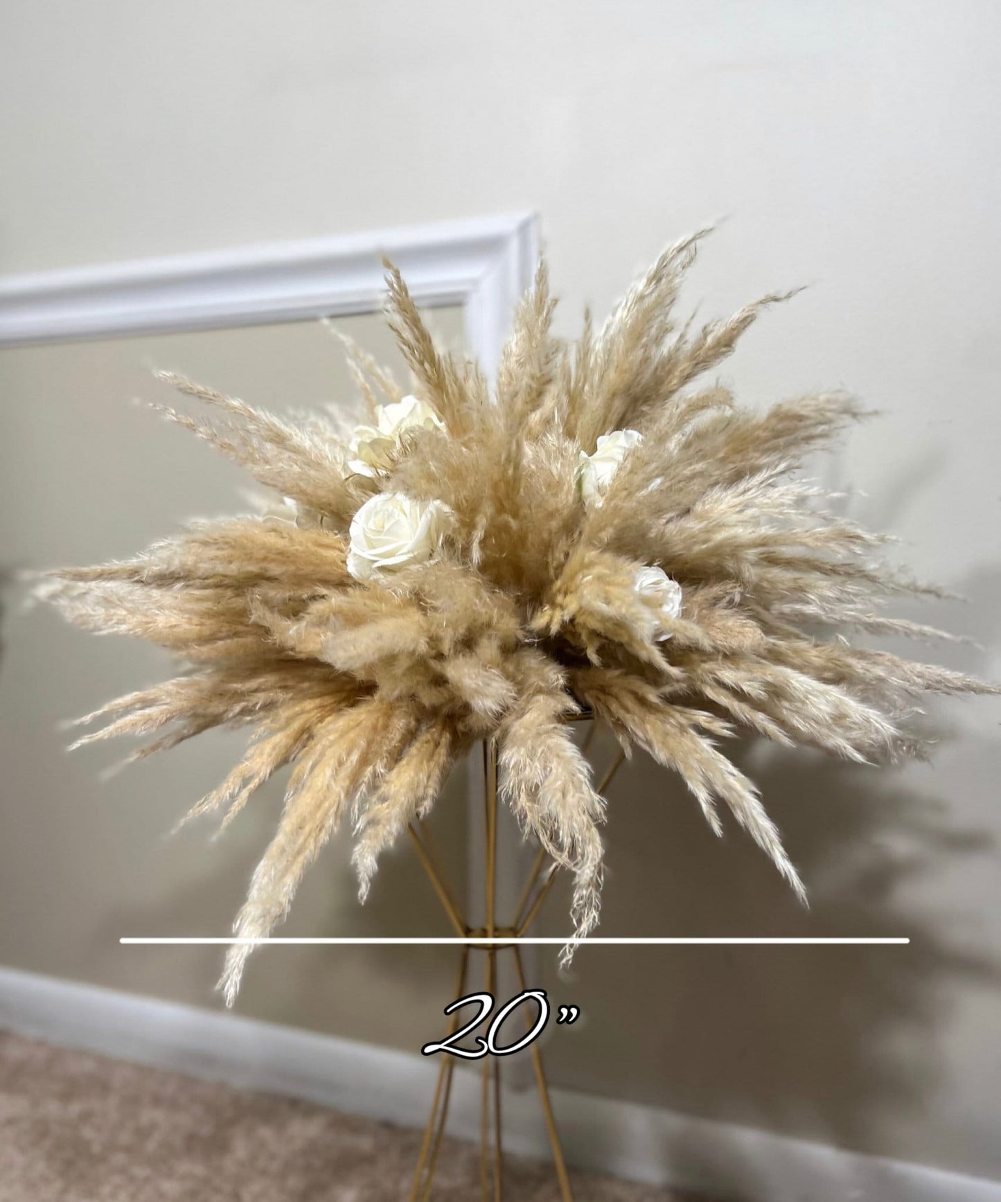 Wedding White Centerpiece Boho Pampas Grass Centerpiece Table Flower Ball Barrel Decor Wiskey Stand Ivory Artificial Flower