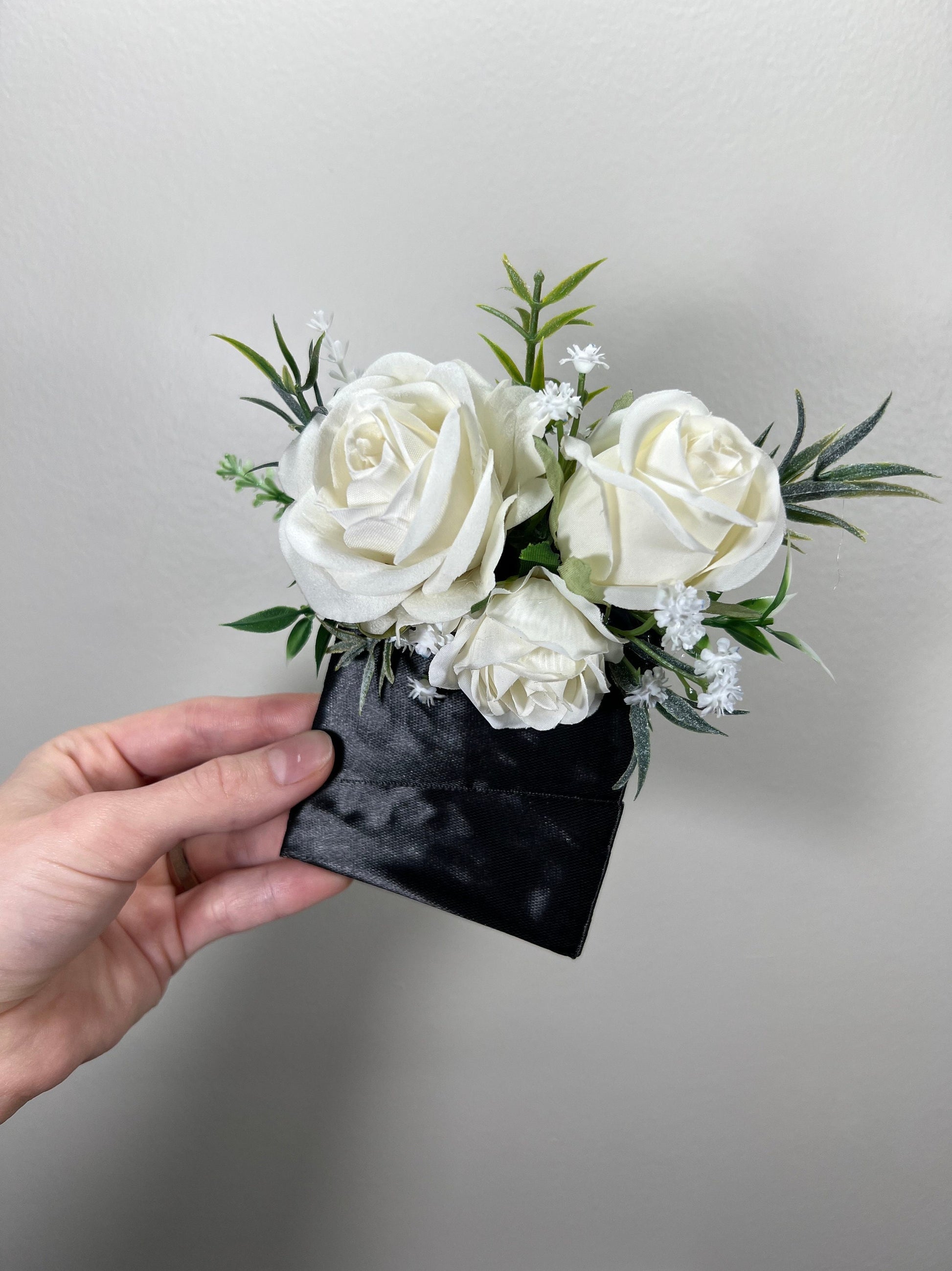 Wedding Pocket Boutonniere White Groom Boutonnière Ivory Square Groomsmen Pocket Boutonniere Pearl Wedding Ivory Rustic Artificial Flowers