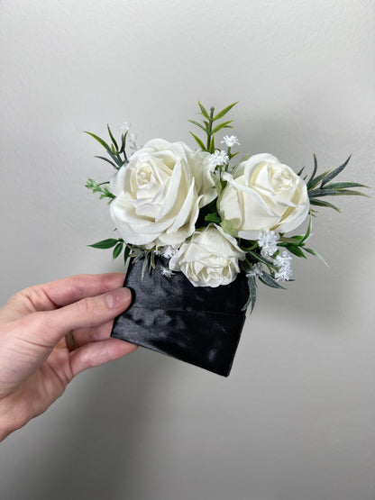 Wedding Pocket Boutonniere White Groom Boutonnière Ivory Square Groomsmen Pocket Boutonniere Pearl Wedding Ivory Rustic Artificial Flowers