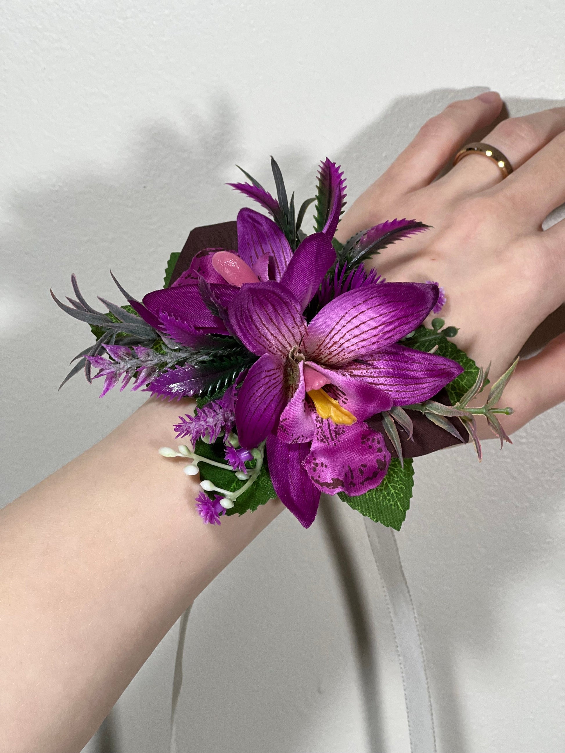 Wedding Bouquet Purple Orchid Bridesmaids Bouquet Hot Pink Fuchsia Pink Viva Magenta Orchid Bouquet Tropical Blue Purple Artificial Flower