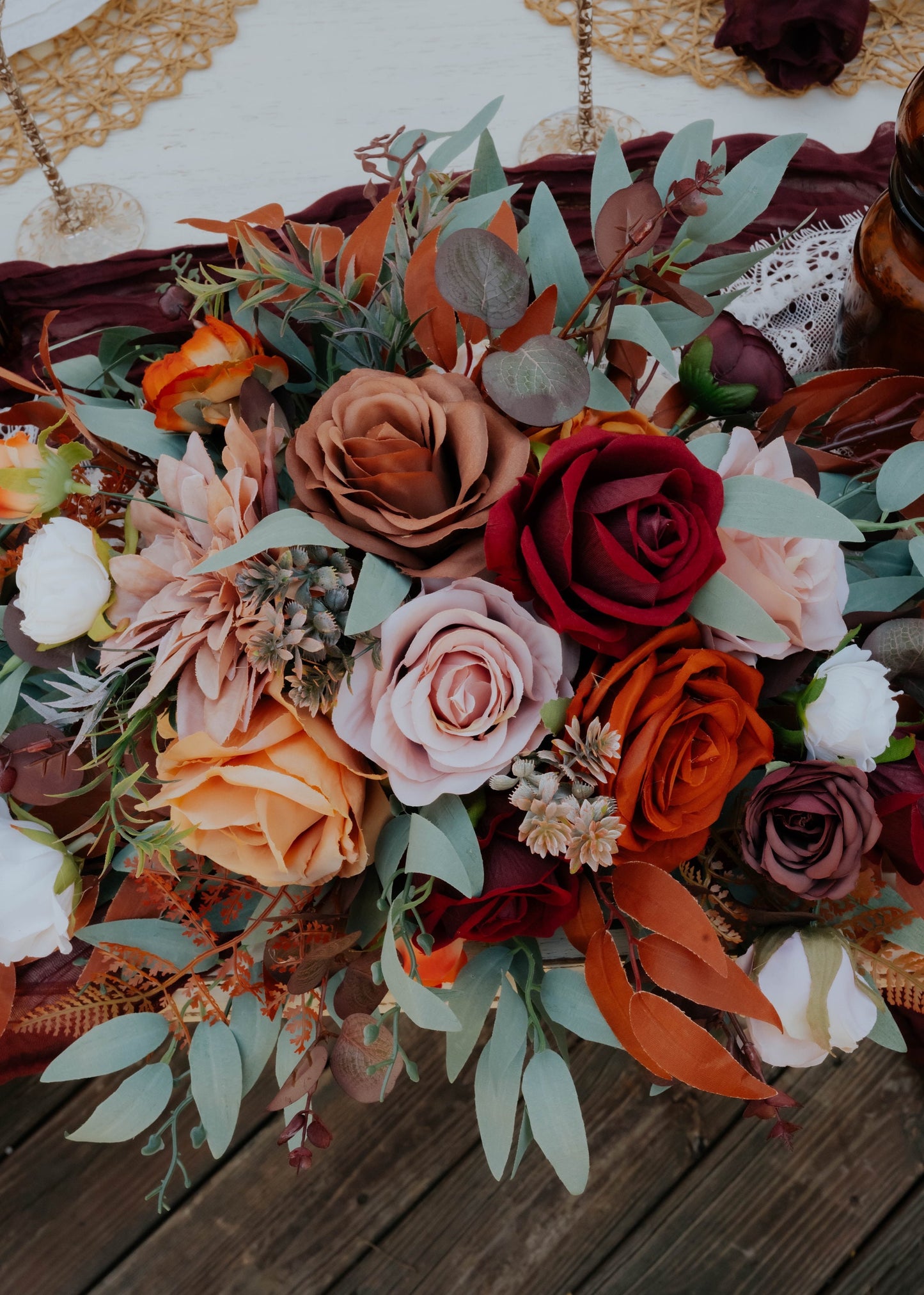 Burgundy Dusty Rose Terracotta Arch Arrangement Wedding Rust Fall Floral Arbor Flowers Swag Faux Burnt Orange Sage Green Eucalyptus Reddit