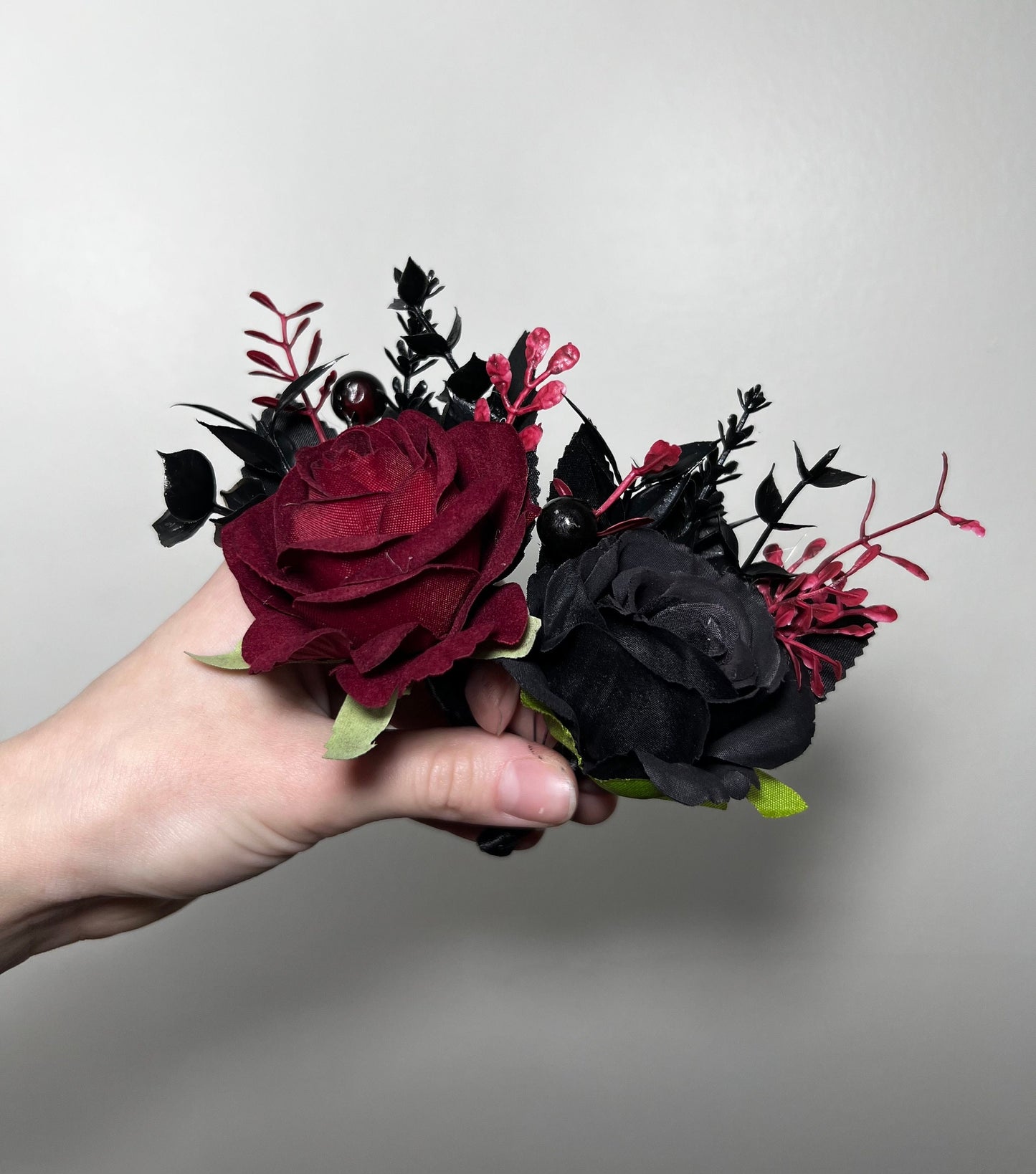 Black Bouquet Cascade Burgundy Bridal Gothic Halloween Cascading Bouquet Black Decor Burgundy Gold Artificial Flower Bridesmaids Black