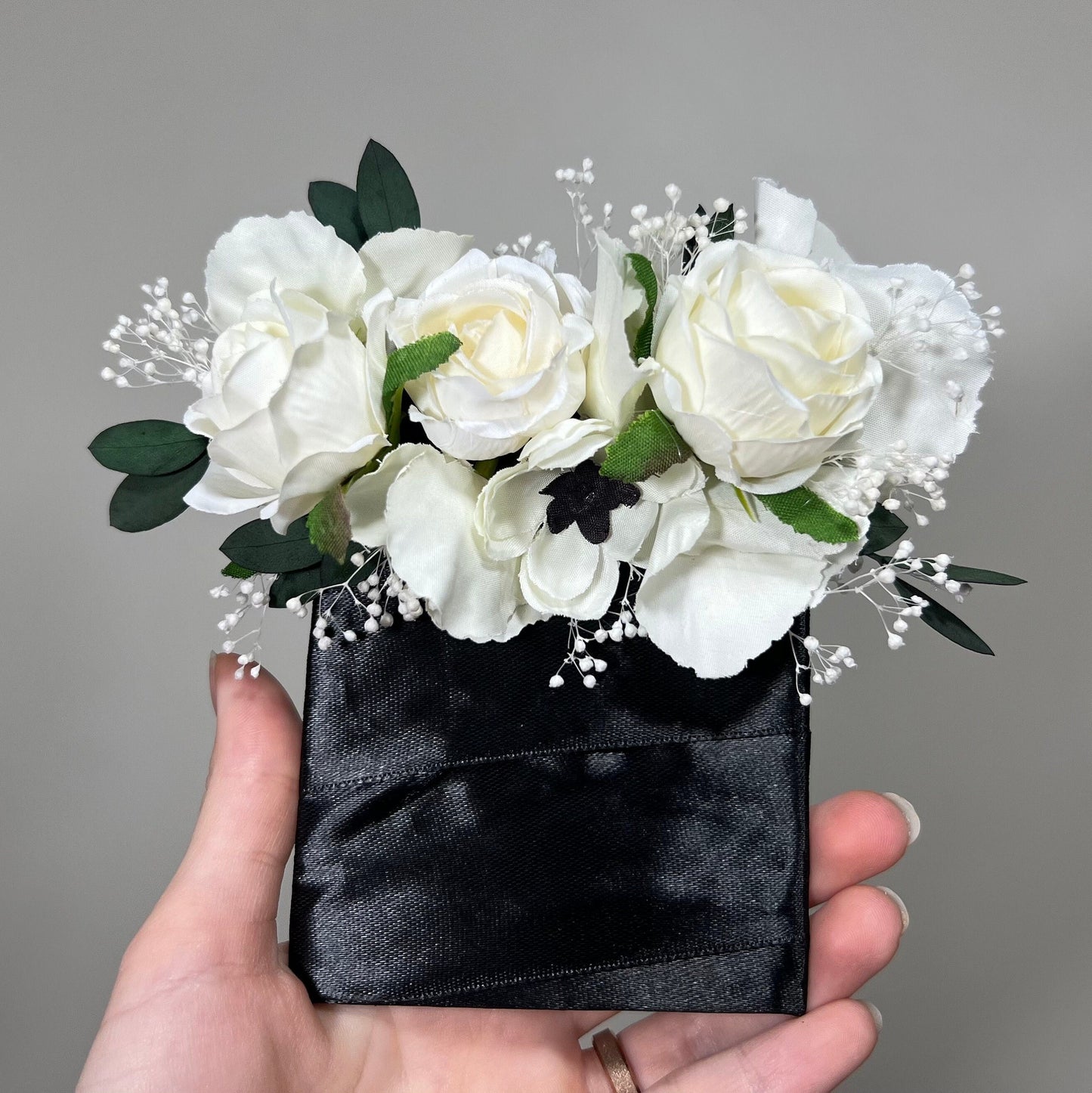 Wedding Pocket Boutonniere White Anemone Baby Breath Groom Boutonnière Square Groomsmen Wedding Ivory Rustic Eucalyptus Artificial Flowers