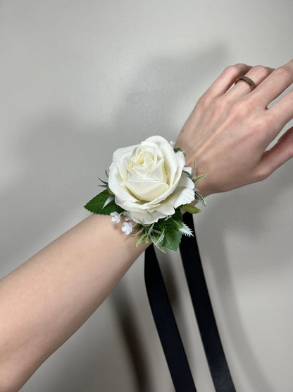 Wedding White Corsage Wrist Ivory Bridesmaids Corsage Ivory Mom Corsage Accessories White Rose Classic Corsage Sage Small Corsage