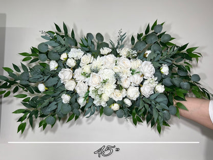 Wedding Corner Arch Arrangement White Corner Arch Arrangement Ivory Decor White Rose Artificial Flower Eucalyptus Sage Swag Arch