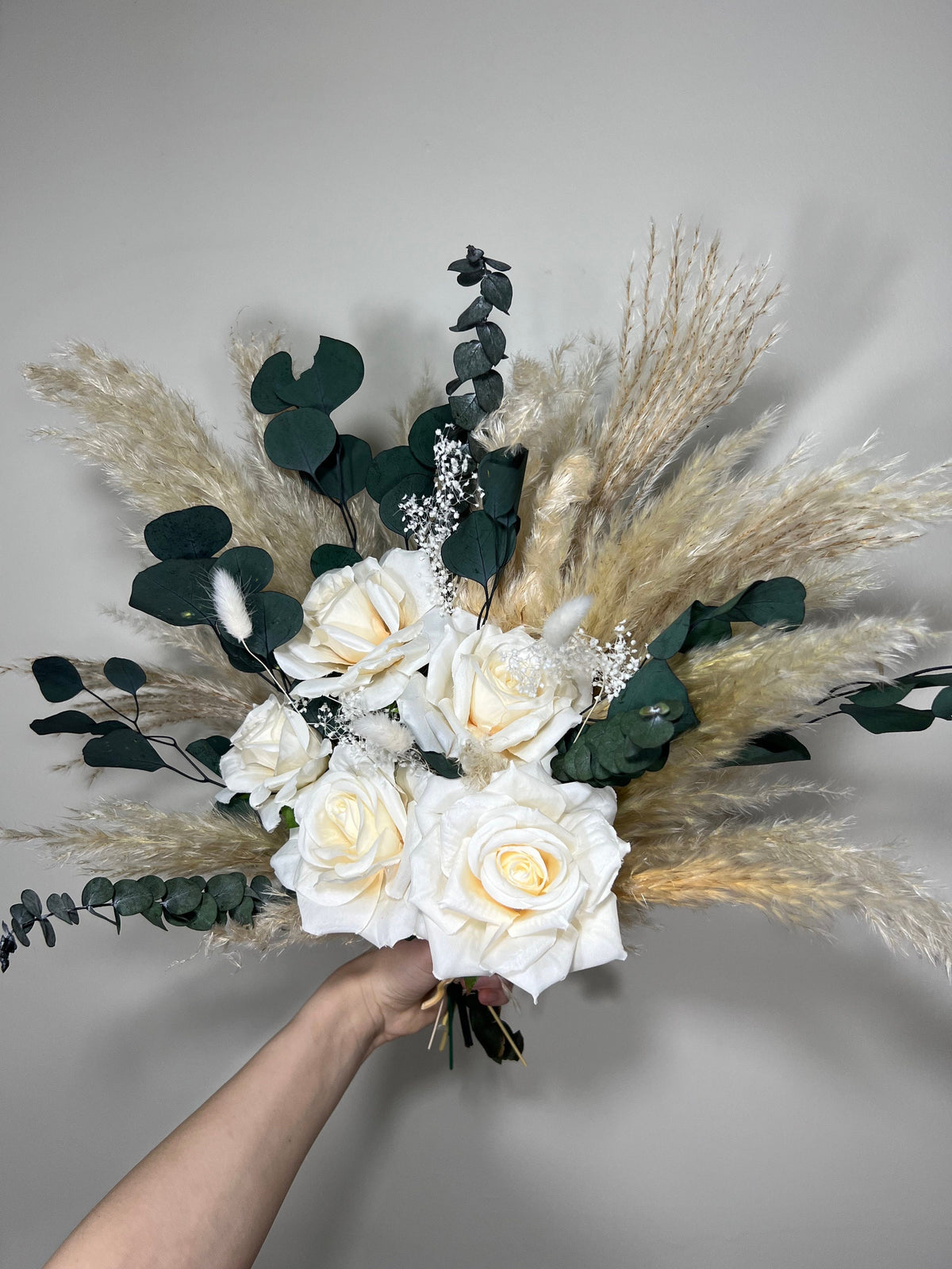 Wedding White Bouquet Bridal Boho Bouquet Pampas Grass Eucalyptus Bouquet Greenery Ivory Bridesmaids Bouquet Emerland Dried Flower Reddit
