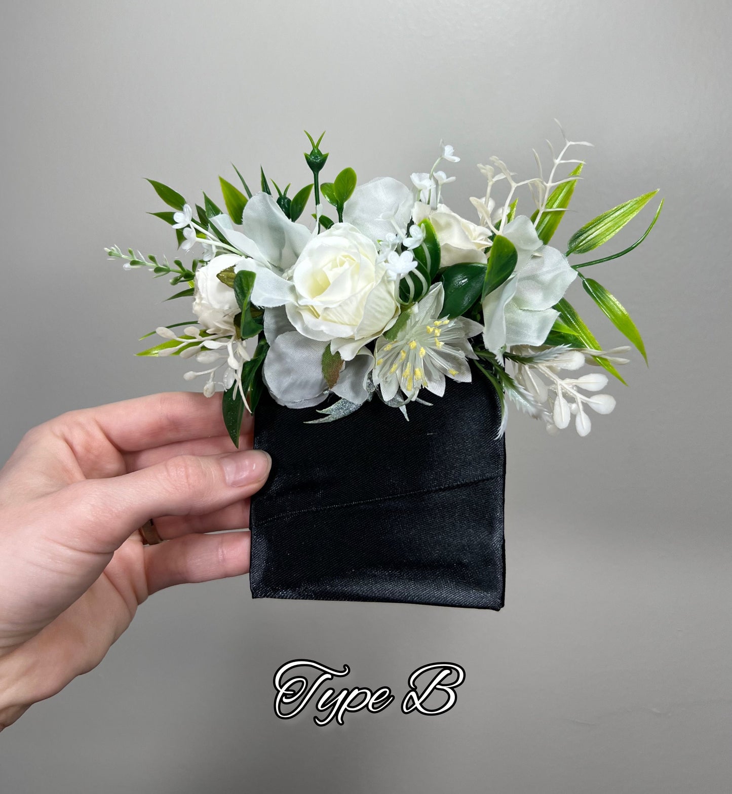 White Pocket Boutonniere Wedding Groom Boutonnière Ivory Square Groomsmen Pocket Boutonniere Baby Breath Eucalyptus Ivory Artificial Flowers