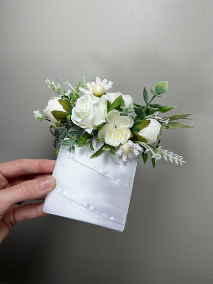 Wedding Pocket Boutonniere White Groom Boutonnière Ivory Square Groomsmen Pocket Boutonniere Wedding Ivory Rustic Decor Artificial Flowers