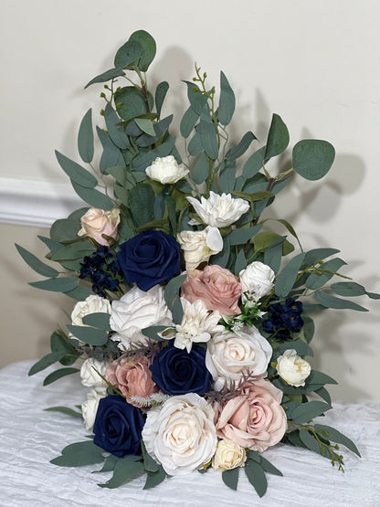Set of 2 Wedding Aisle Marker Flower Floor Arrangement Barrel Décor Pink White Dusty Rose Navy Blue Ground Arch Reddit