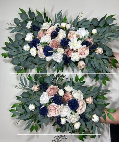 Wedding Arch Arrangement Dusty Rose Arch Aisle Navy Blue Arrangement Dusty Rose Navy Blue Wall Decor White Swag Artificial Flower