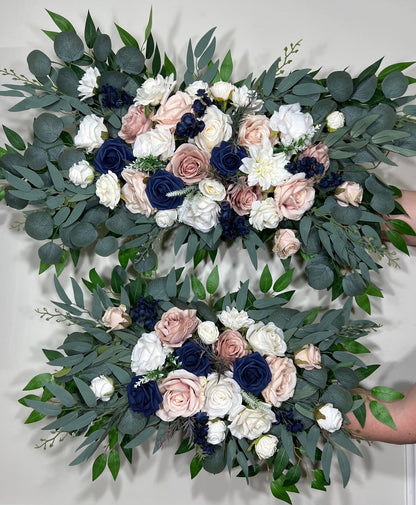 Wedding Arch Arrangement Dusty Rose Arch Aisle Navy Blue Arrangement Dusty Rose Navy Blue Wall Decor White Swag Artificial Flower
