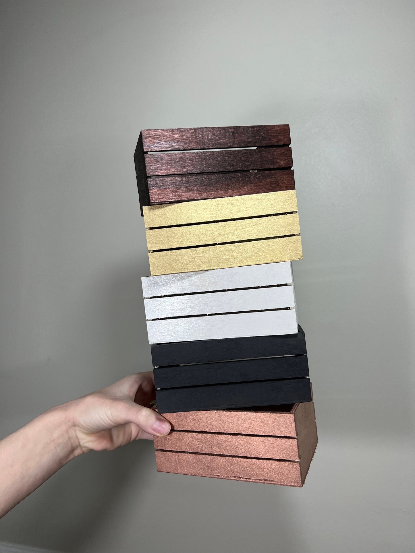 Small Wooden Crate Wedding Centerpiece container Vase Custom Stained Wood Box Wedding White Candle Holder Decoration Organizer Home Decor