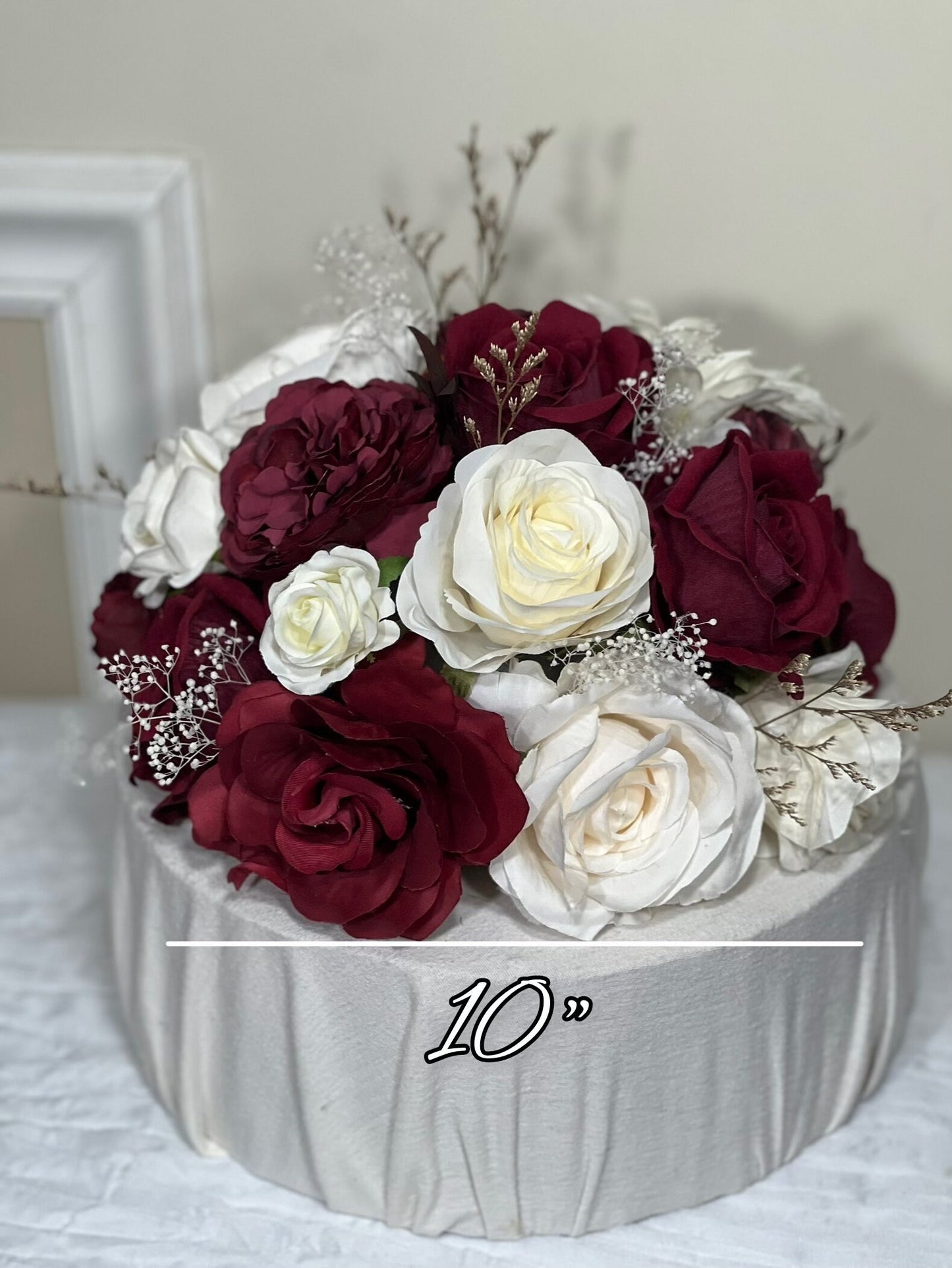 Wedding Cake Decoration Burgundy Topper Decor White Cake Arrangements Wedding Burgundy Ivory Cake Decor Wedding Artificial Flowers Topper