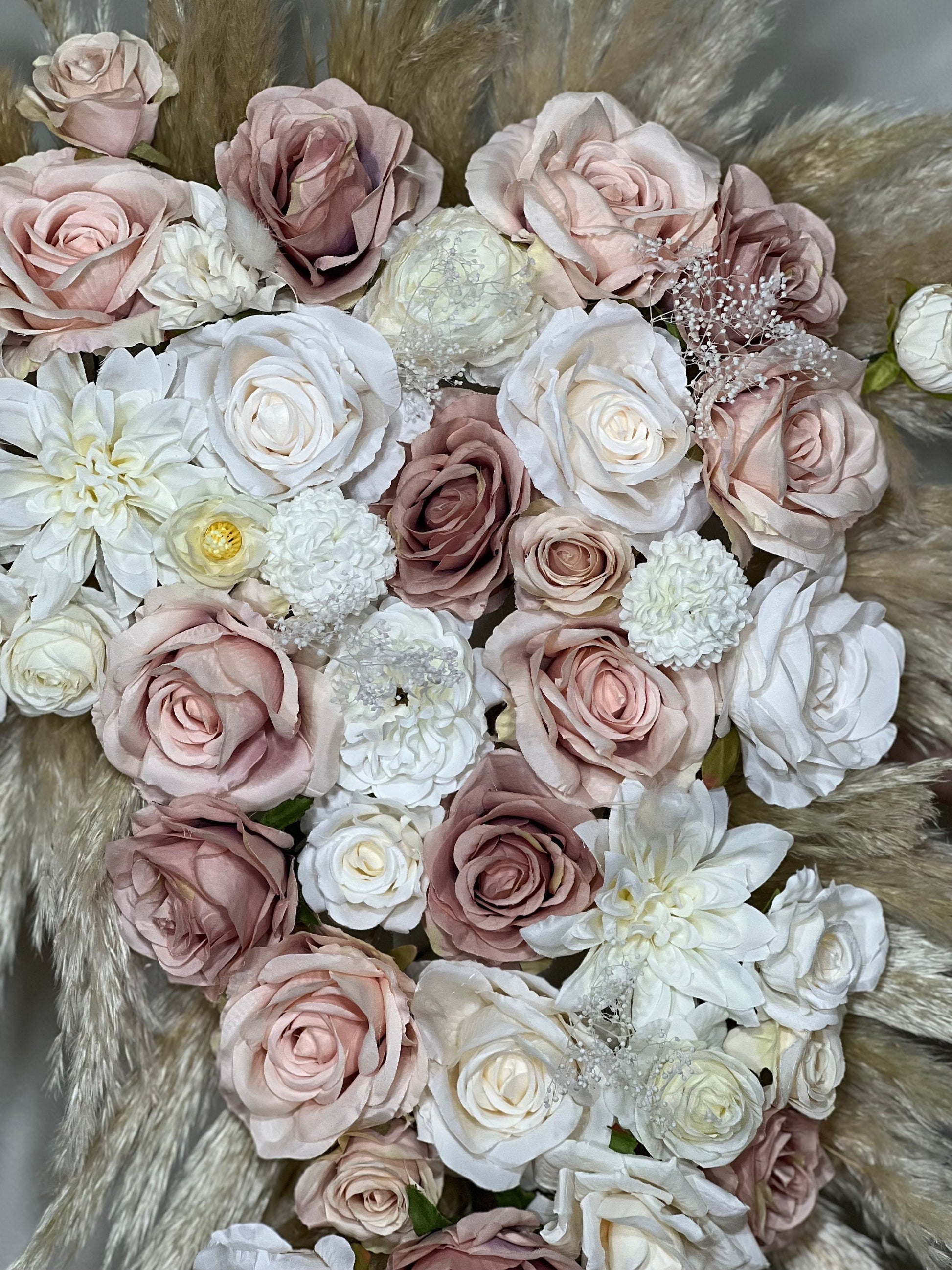 Wedding Arch Arrangement Dusty Rose White Pampas Grass Arch Aisle Arrangement Ivory Artificial Dried Flowers Ivory Arch Pink Centerpiece