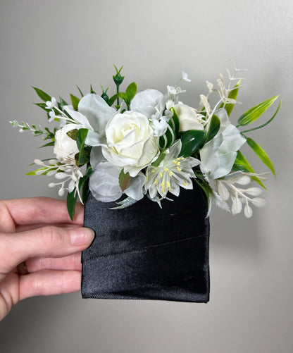 Wedding Pocket Boutonniere White Groom Boutonnière Dusty Blue Square Groomsmen Pocket Boutonniere Blue Rustic Decor Artificial Flower Wild