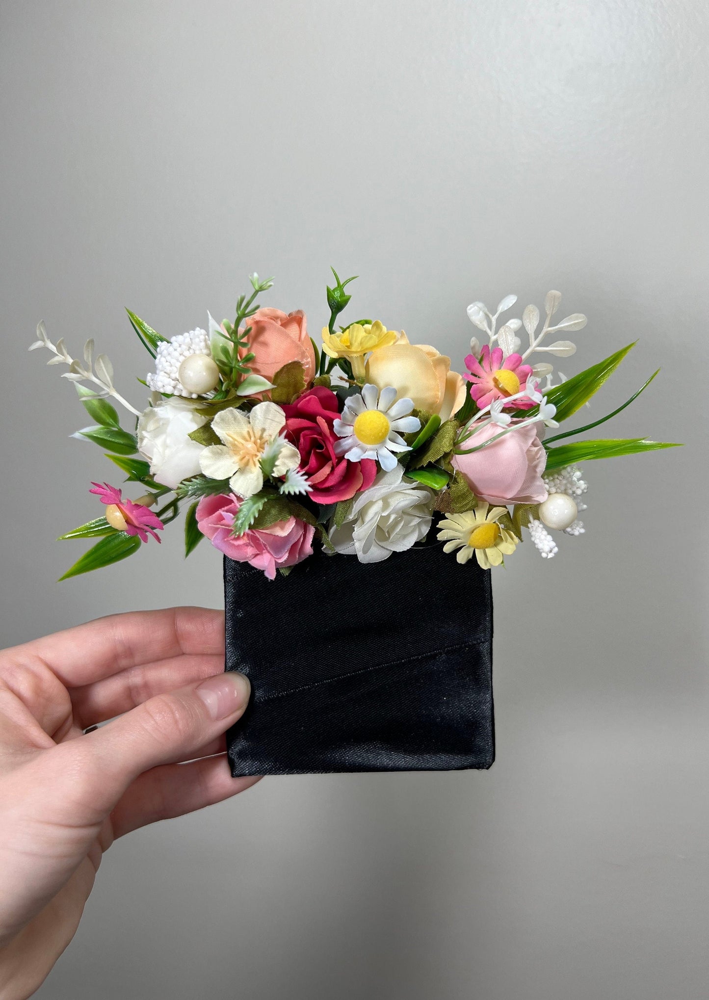 Wedding Pocket Boutonniere White Groom Boutonnière Pink Square Groomsmen Pocket Boutonniere Dusty Rose Wild Flowers Artificial Multicolor