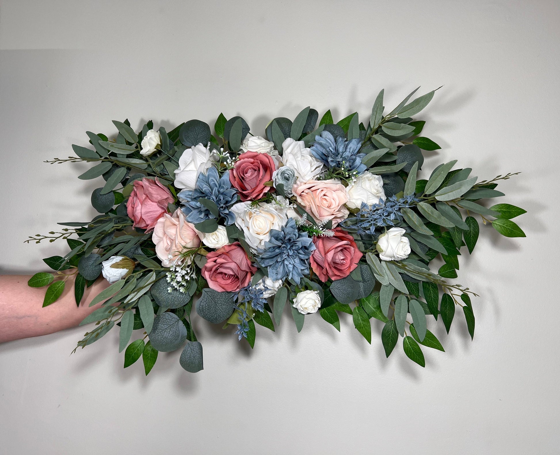 Wedding White Arch Arrangement Mauve Dusty Blue Arch Pink Ivory Aisle Arrangement Dusty Blue Arch Arrangement Artificial Flower