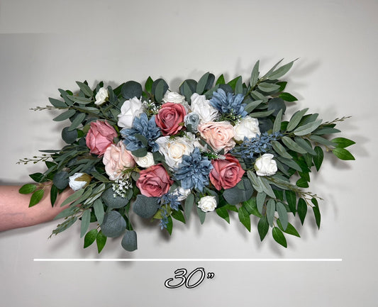 Wedding White Arch Arrangement Mauve Dusty Blue Arch Pink Ivory Aisle Arrangement Dusty Blue Arch Arrangement Artificial Flower Reddit