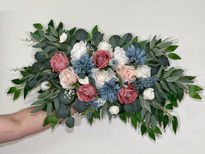 Wedding White Arch Arrangement Mauve Dusty Blue Arch Pink Ivory Aisle Arrangement Dusty Blue Arch Arrangement Artificial Flower