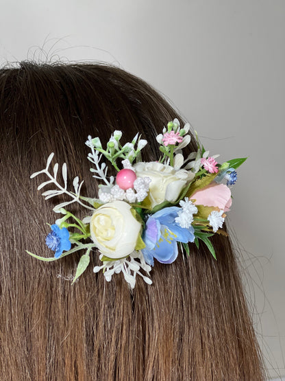 Flower Hair Comb Wedding White Head Piece Hair Comb Pink Bridal Wedding Blue Hair Accessories Dusty Rose Hair Comb Artificial Flower