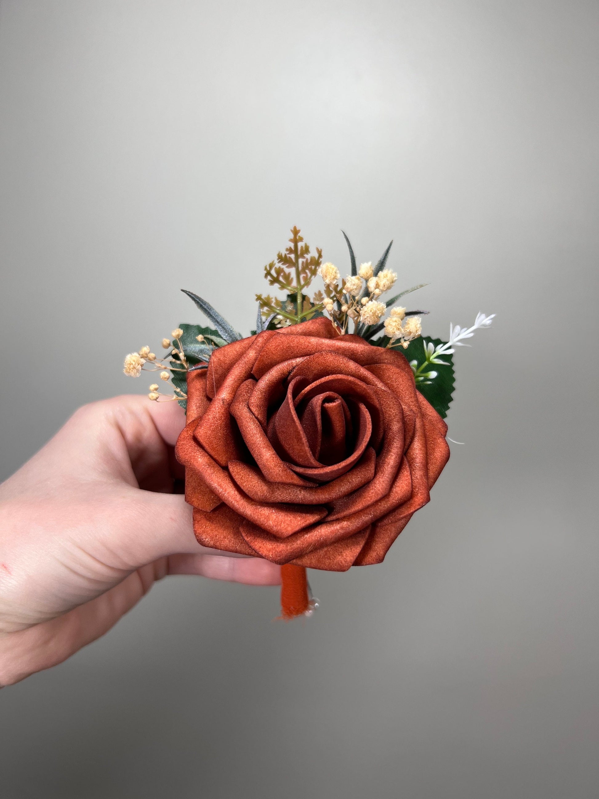 Dark Teal Boutonniere Wedding Groom Rust Orange Teal Boutonnière Burgundy Groomsmen Boutonnière Dark Teal Groom Artificial Flowers Foam