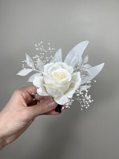 Wedding Corsage White Groom Wedding Groomsmen Boutonnière Ivory Artificial Flowers White Rose Classic Corsage White Reddit