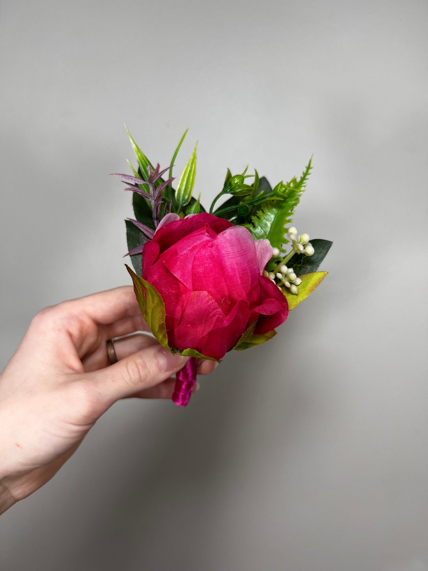 Wedding Fuchsia Bouquet Bridal Viva Magenta Bridesmaids Bouquet Hot Pink Deep Pink Orchid Protea Pink Bouquet White Artificial Flower