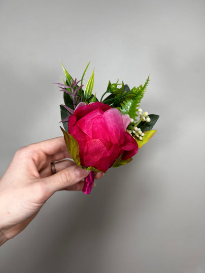 Wedding Fuchsia Bouquet Bridal Viva Magenta Bridesmaids Bouquet Hot Pink Deep Pink Orchid Protea Pink Bouquet White Artificial Flower