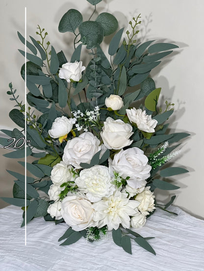 Wedding Aisle Marker Flower Floor Arrangement Barrel Décor White Ground Arch Ivory Flower